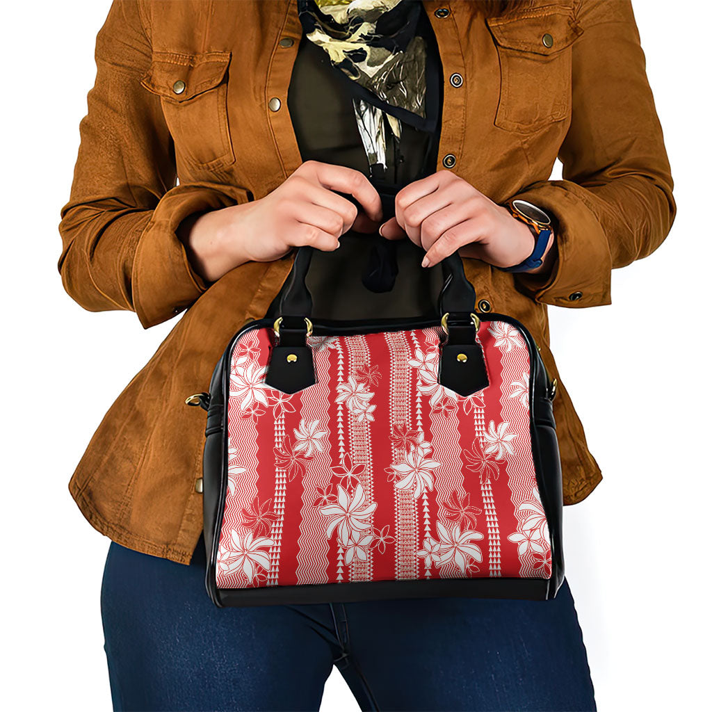 Hawaii Kakau Tribal Shoulder Handbag With Red Tiare