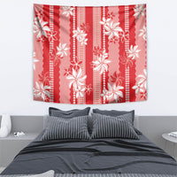 Hawaii Kakau Tribal Tapestry With Red Tiare