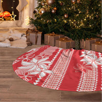 Hawaii Kakau Tribal Tree Skirt With Red Tiare LT05 - Polynesian Pride