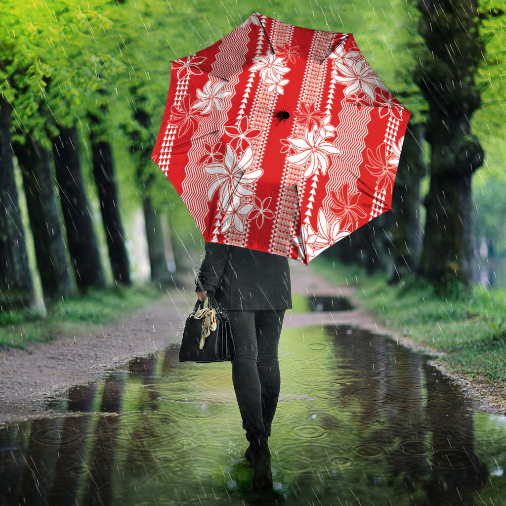 Hawaii Kakau Tribal Umbrella With Red Tiare