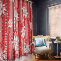 Hawaii Kakau Tribal Window Curtain With Red Tiare