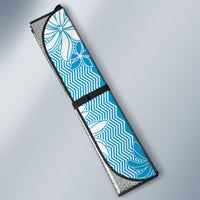 Hawaii Kakau Tribal Auto Sun Shade With Blue Tiare