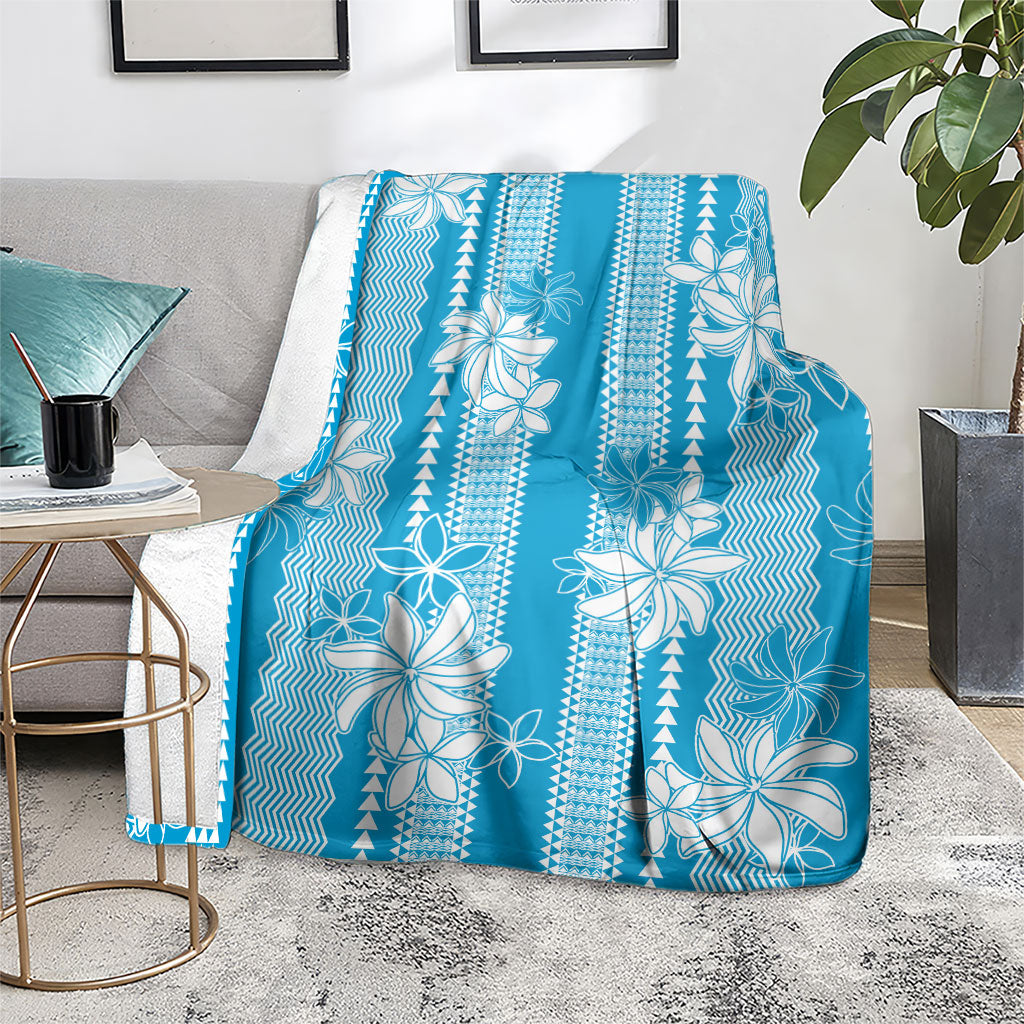 Hawaii Kakau Tribal Blanket With Blue Tiare