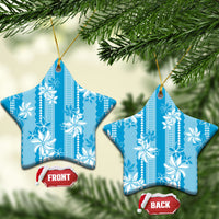 Hawaii Kakau Tribal Ceramic Ornament With Blue Tiare LT05 Star Blue - Polynesian Pride