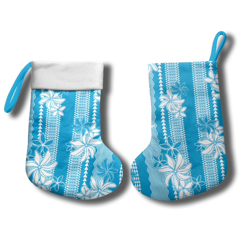 Hawaii Kakau Tribal Christmas Stocking With Blue Tiare LT05 - Polynesian Pride
