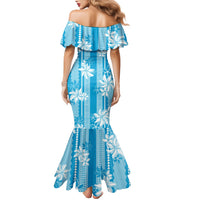 Hawaii Kakau Tribal Family Matching Mermaid Dress and Hawaiian Shirt With Blue Tiare LT05 - Polynesian Pride