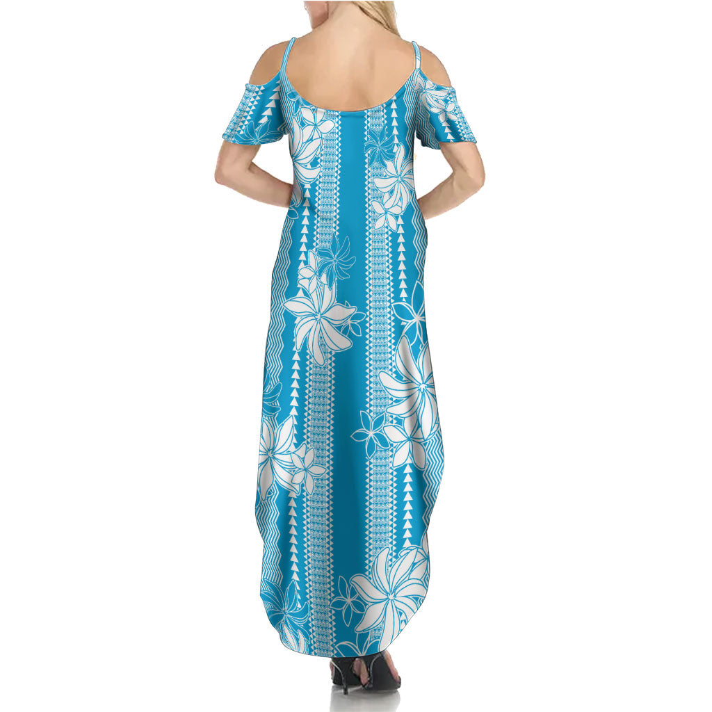 Hawaii Kakau Tribal Family Matching Summer Maxi Dress and Hawaiian Shirt With Blue Tiare LT05 - Polynesian Pride