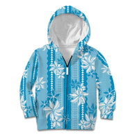 Hawaii Kakau Tribal Kid Hoodie With Blue Tiare