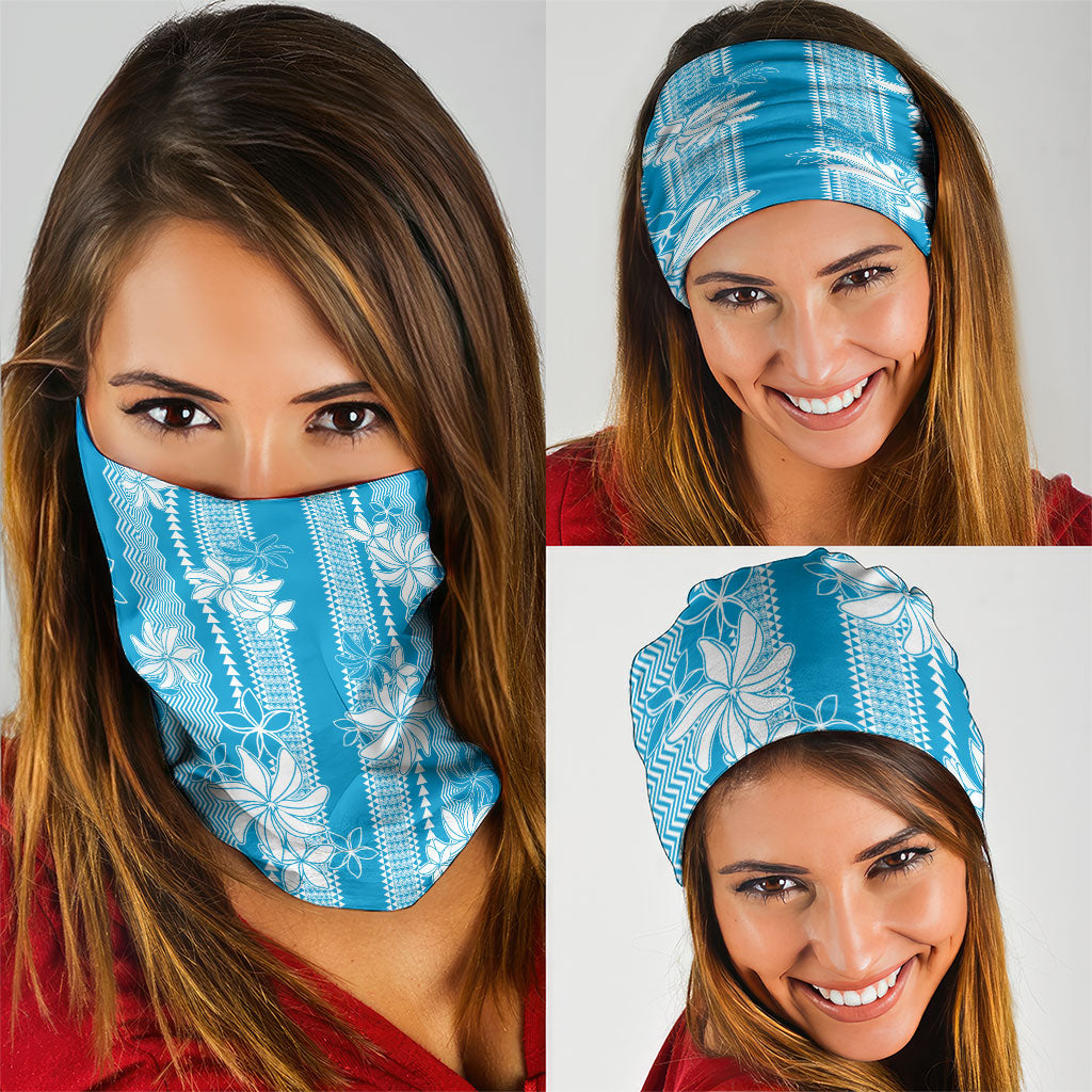 Hawaii Kakau Tribal Neck Gaiter With Blue Tiare