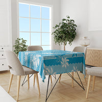 Hawaii Kakau Tribal Tablecloth With Blue Tiare