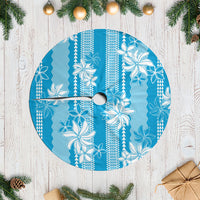 Hawaii Kakau Tribal Tree Skirt With Blue Tiare LT05 Casual Blue - Polynesian Pride