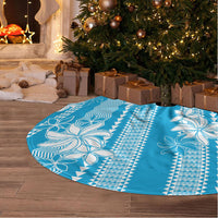 Hawaii Kakau Tribal Tree Skirt With Blue Tiare LT05 - Polynesian Pride
