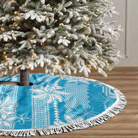 Hawaii Kakau Tribal Tree Skirt With Blue Tiare LT05 - Polynesian Pride
