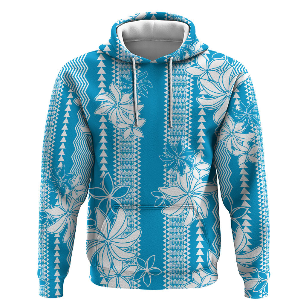 Hawaii Kakau Tribal Zip Hoodie With Blue Tiare