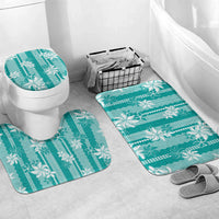 Hawaii Kakau Tribal Bathroom Set With Teal Tiare