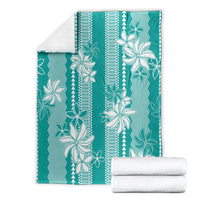 Hawaii Kakau Tribal Blanket With Teal Tiare