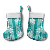 Hawaii Kakau Tribal Christmas Stocking With Teal Tiare LT05 - Polynesian Pride