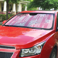 Hawaii Kakau Tribal Auto Sun Shade With Pink Tiare