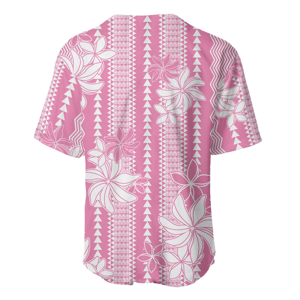 Hawaii Kakau Tribal Baseball Jersey With Pink Tiare