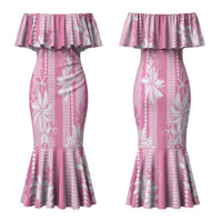 Hawaii Kakau Tribal Couples Matching Mermaid Dress and Hawaiian Shirt With Pink Tiare LT05 - Polynesian Pride