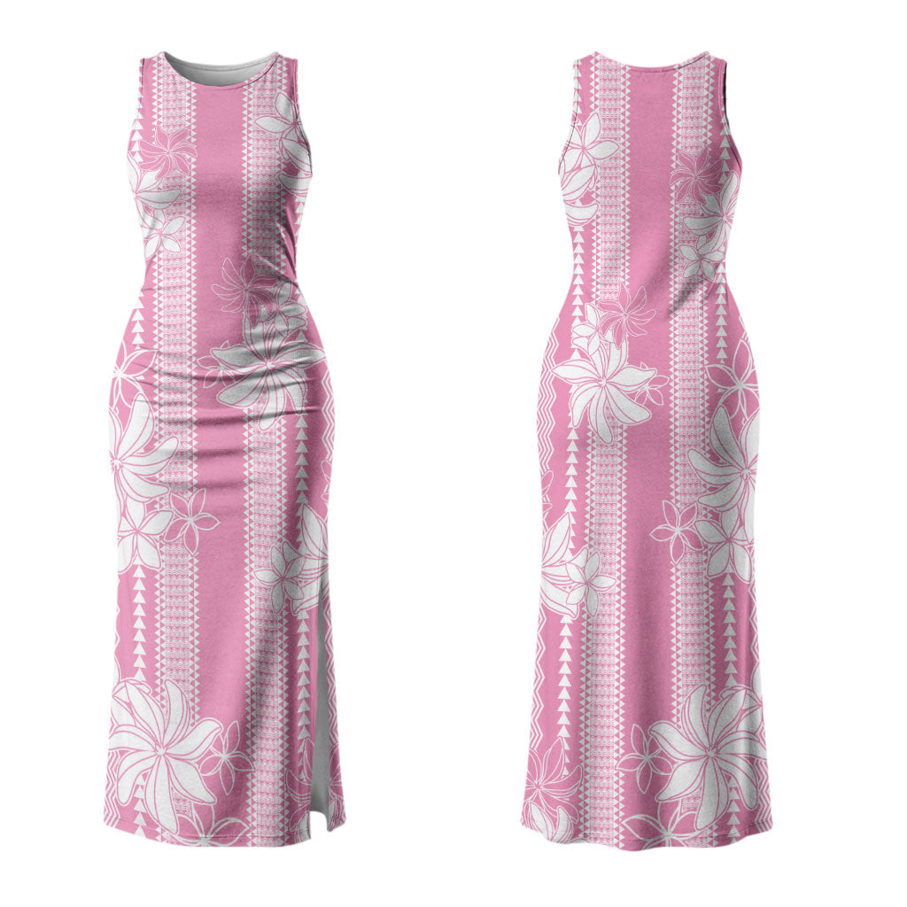 Hawaii Kakau Tribal Couples Matching Tank Maxi Dress and Hawaiian Shirt With Pink Tiare LT05 - Polynesian Pride