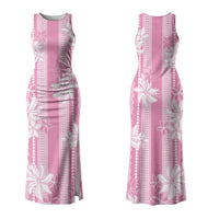 Hawaii Kakau Tribal Couples Matching Tank Maxi Dress and Hawaiian Shirt With Pink Tiare LT05 - Polynesian Pride