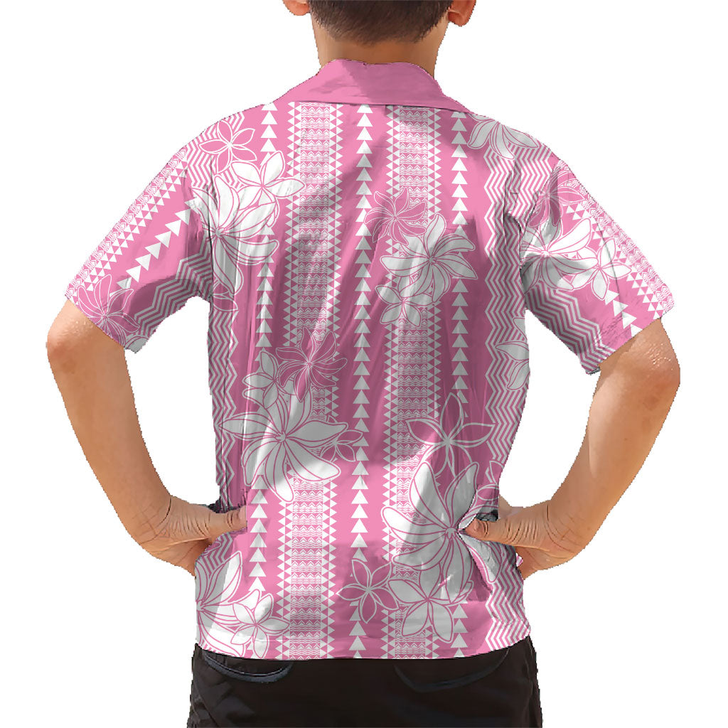 Hawaii Kakau Tribal Family Matching Off Shoulder Maxi Dress and Hawaiian Shirt With Pink Tiare LT05 - Polynesian Pride