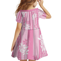Hawaii Kakau Tribal Family Matching Off Shoulder Short Dress and Hawaiian Shirt With Pink Tiare LT05 - Polynesian Pride