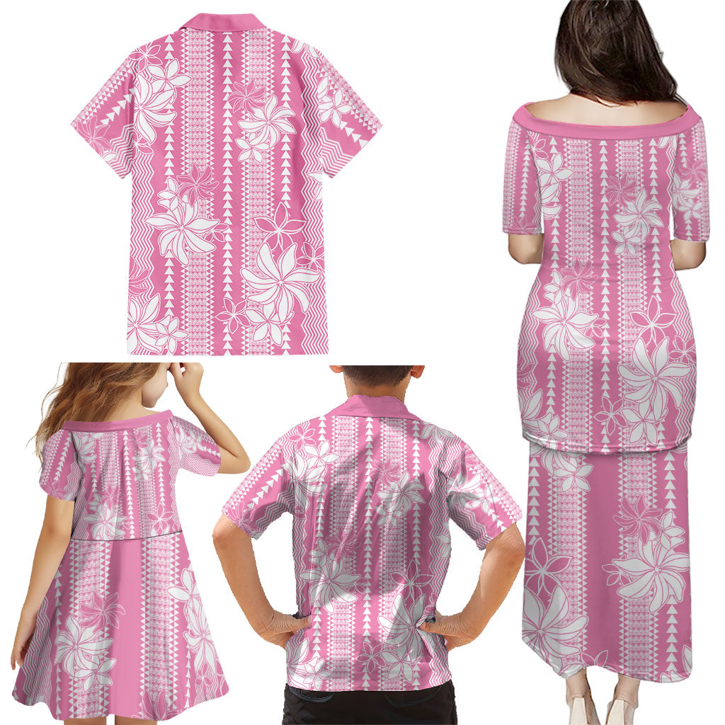 Hawaii Kakau Tribal Family Matching Puletasi and Hawaiian Shirt With Pink Tiare LT05 - Polynesian Pride