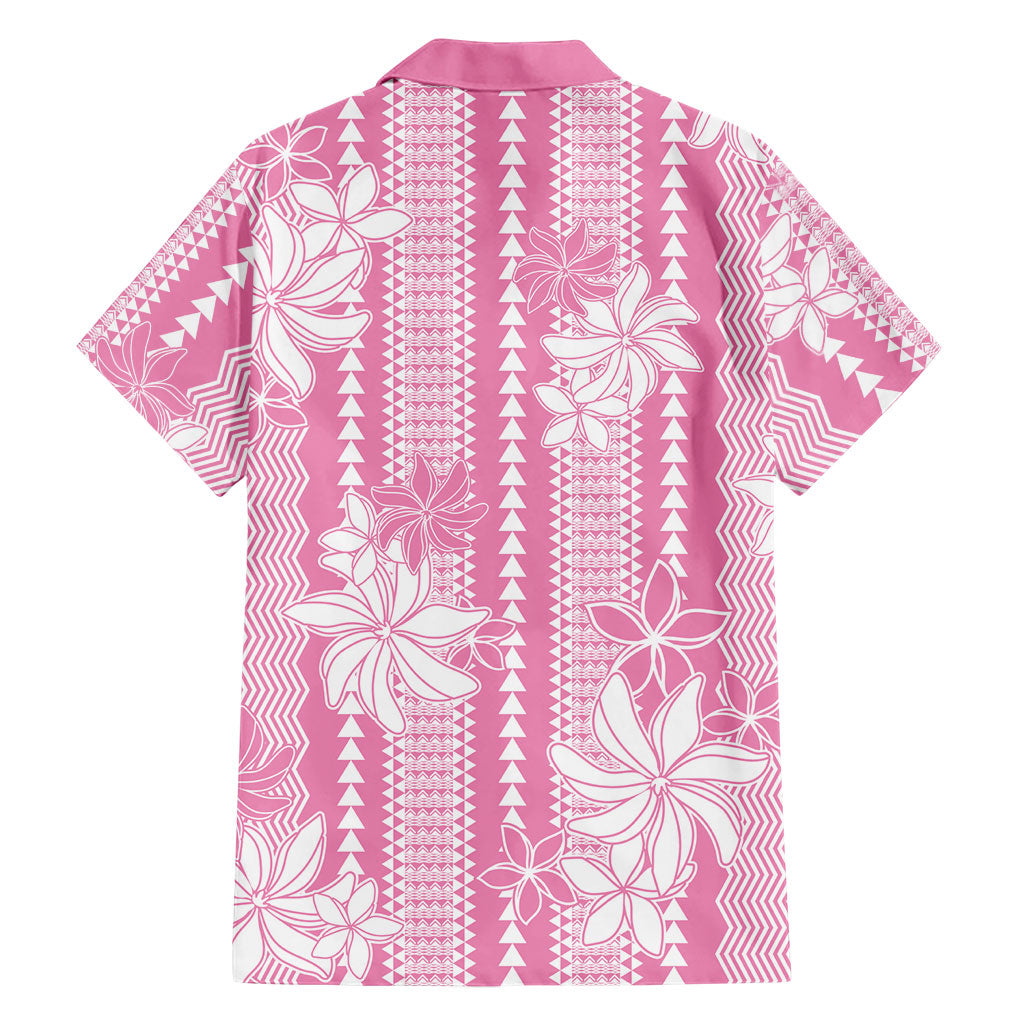 Hawaii Kakau Tribal Family Matching Short Sleeve Bodycon Dress and Hawaiian Shirt With Pink Tiare LT05 - Polynesian Pride