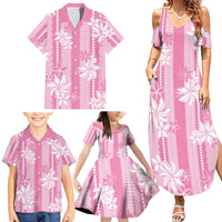 Hawaii Kakau Tribal Family Matching Summer Maxi Dress and Hawaiian Shirt With Pink Tiare LT05 - Polynesian Pride