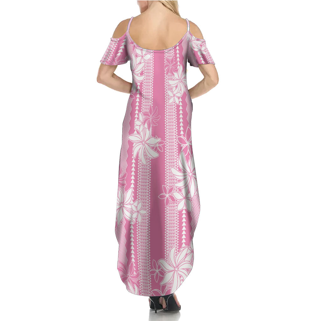 Hawaii Kakau Tribal Family Matching Summer Maxi Dress and Hawaiian Shirt With Pink Tiare LT05 - Polynesian Pride