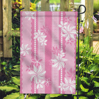 Hawaii Kakau Tribal Garden Flag With Pink Tiare