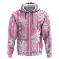 Hawaii Kakau Tribal Hoodie With Pink Tiare