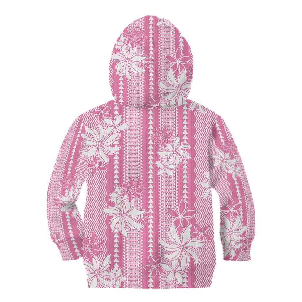Hawaii Kakau Tribal Kid Hoodie With Pink Tiare