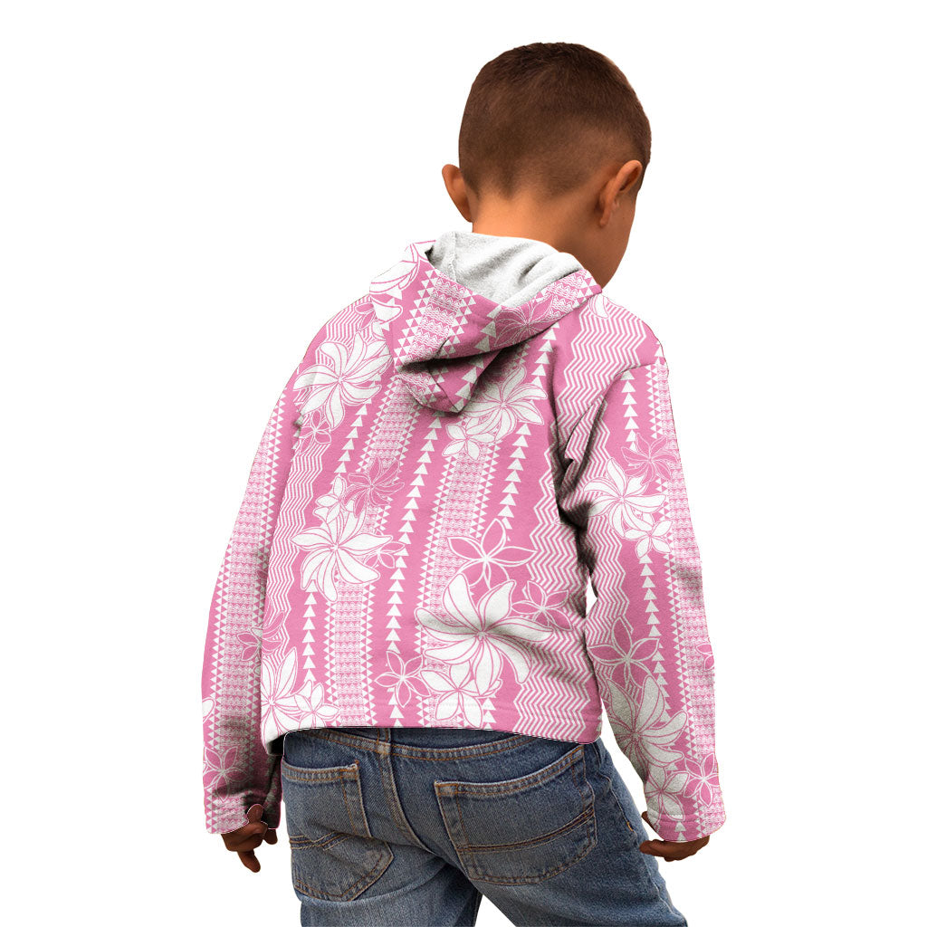 Hawaii Kakau Tribal Kid Hoodie With Pink Tiare