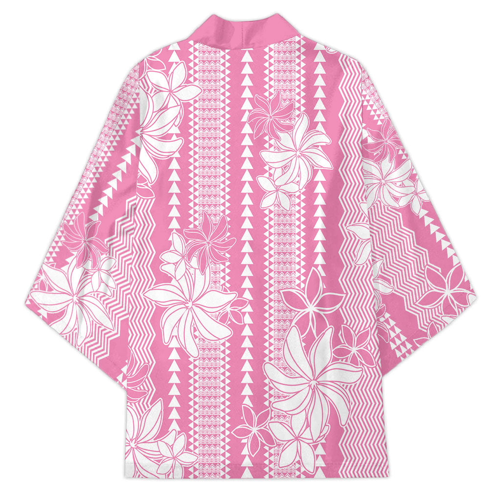 Hawaii Kakau Tribal Kimono With Pink Tiare