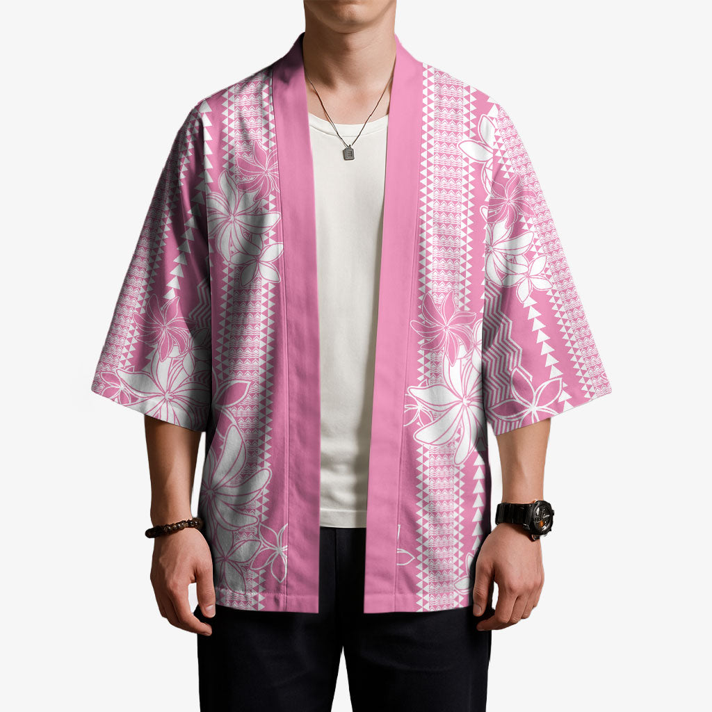 Hawaii Kakau Tribal Kimono With Pink Tiare