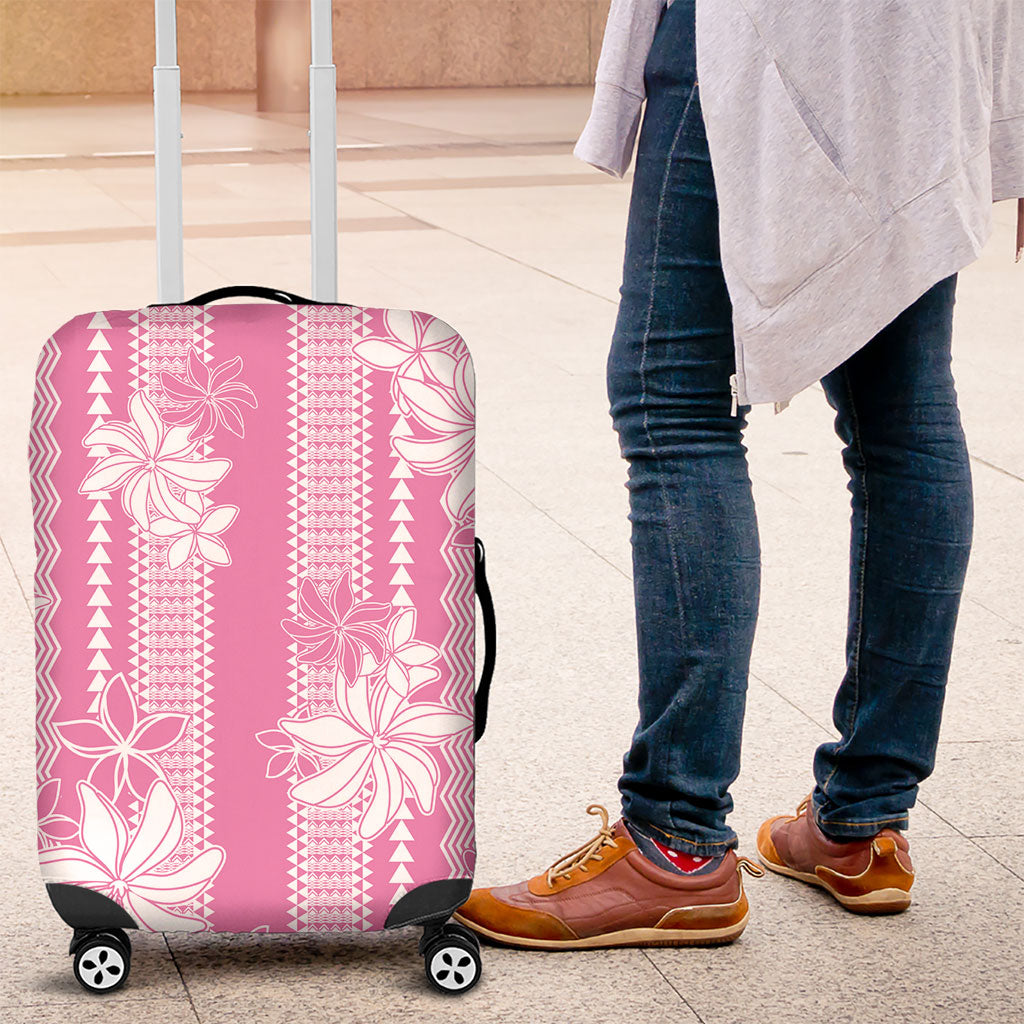 Hawaii Kakau Tribal Luggage Cover With Pink Tiare