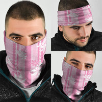 Hawaii Kakau Tribal Neck Gaiter With Pink Tiare