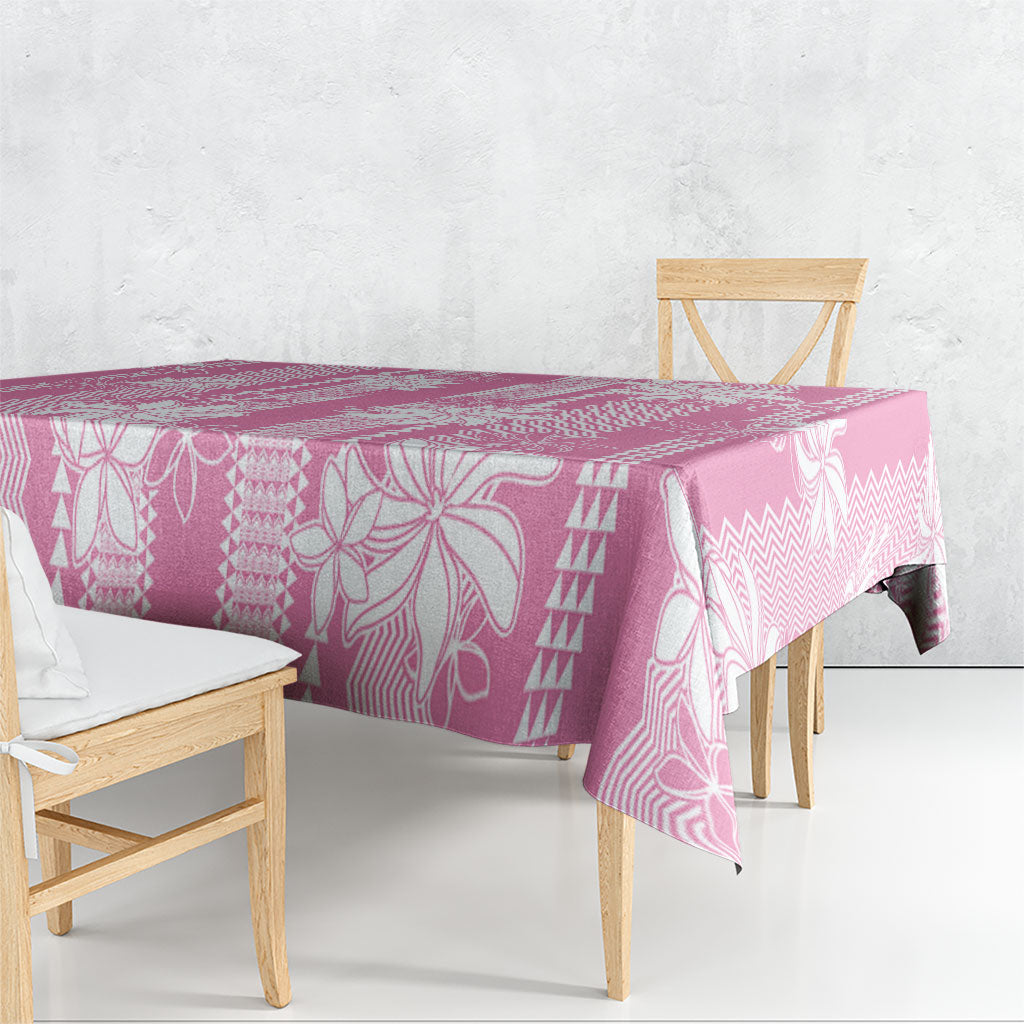 Hawaii Kakau Tribal Tablecloth With Pink Tiare