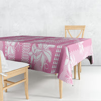 Hawaii Kakau Tribal Tablecloth With Pink Tiare