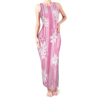 Hawaii Kakau Tribal Tank Maxi Dress With Pink Tiare