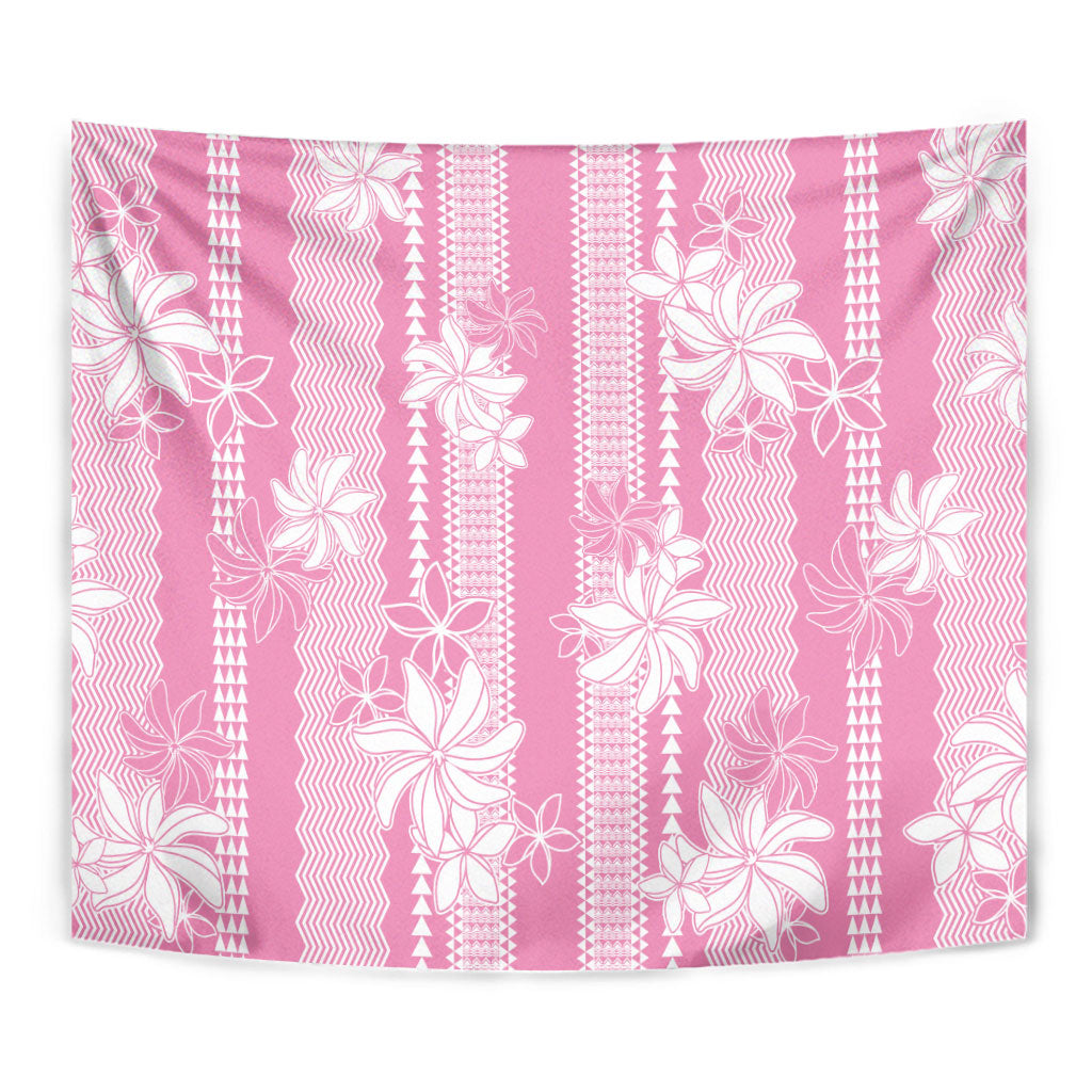 Hawaii Kakau Tribal Tapestry With Pink Tiare