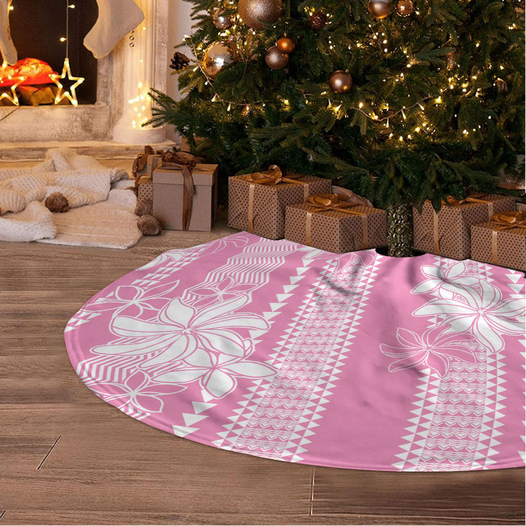Hawaii Kakau Tribal Tree Skirt With Pink Tiare LT05 - Polynesian Pride