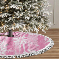 Hawaii Kakau Tribal Tree Skirt With Pink Tiare LT05 - Polynesian Pride