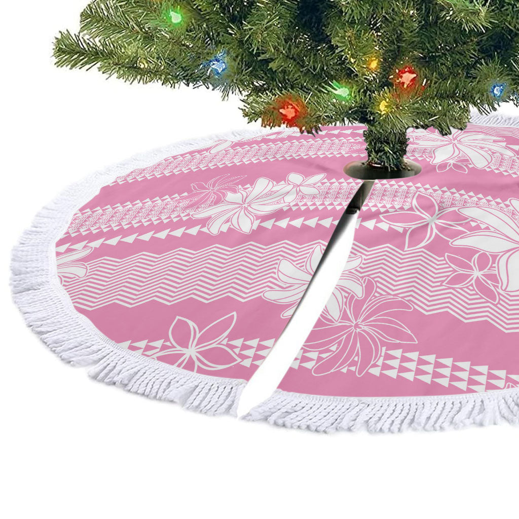 Hawaii Kakau Tribal Tree Skirt With Pink Tiare LT05 - Polynesian Pride