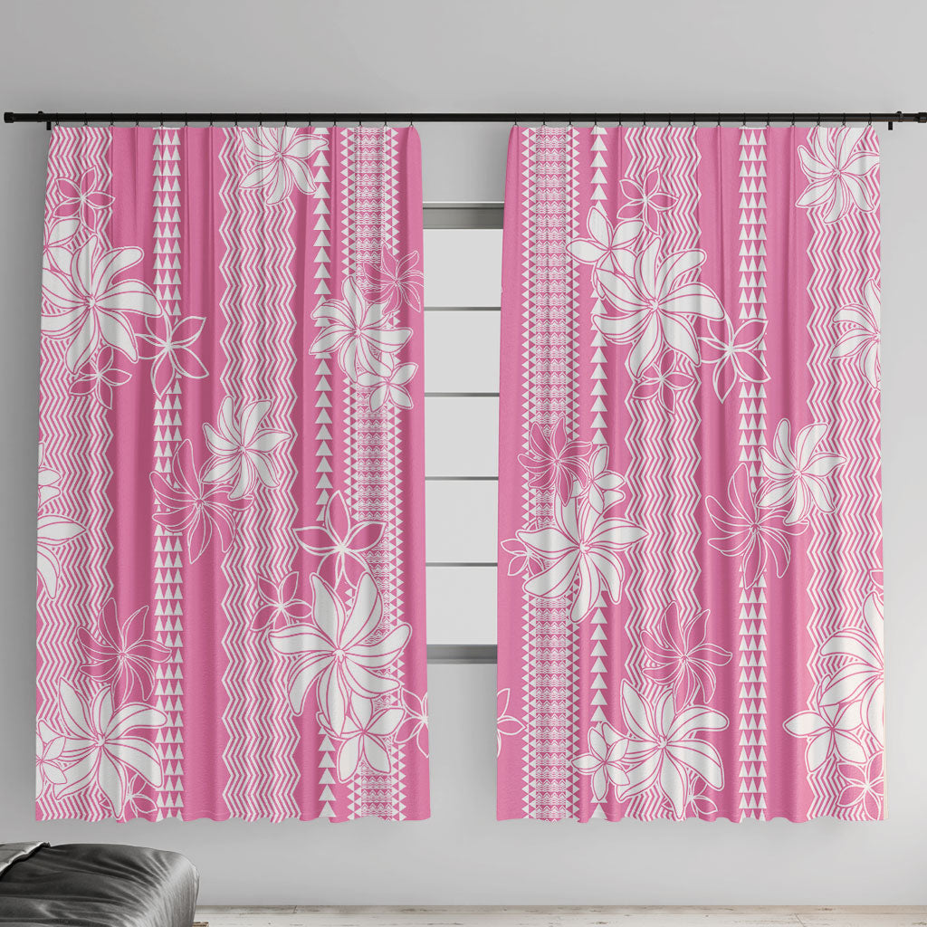 Hawaii Kakau Tribal Window Curtain With Pink Tiare