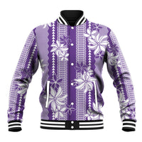 Hawaii Kakau Tribal Baseball Jacket With Purple Tiare