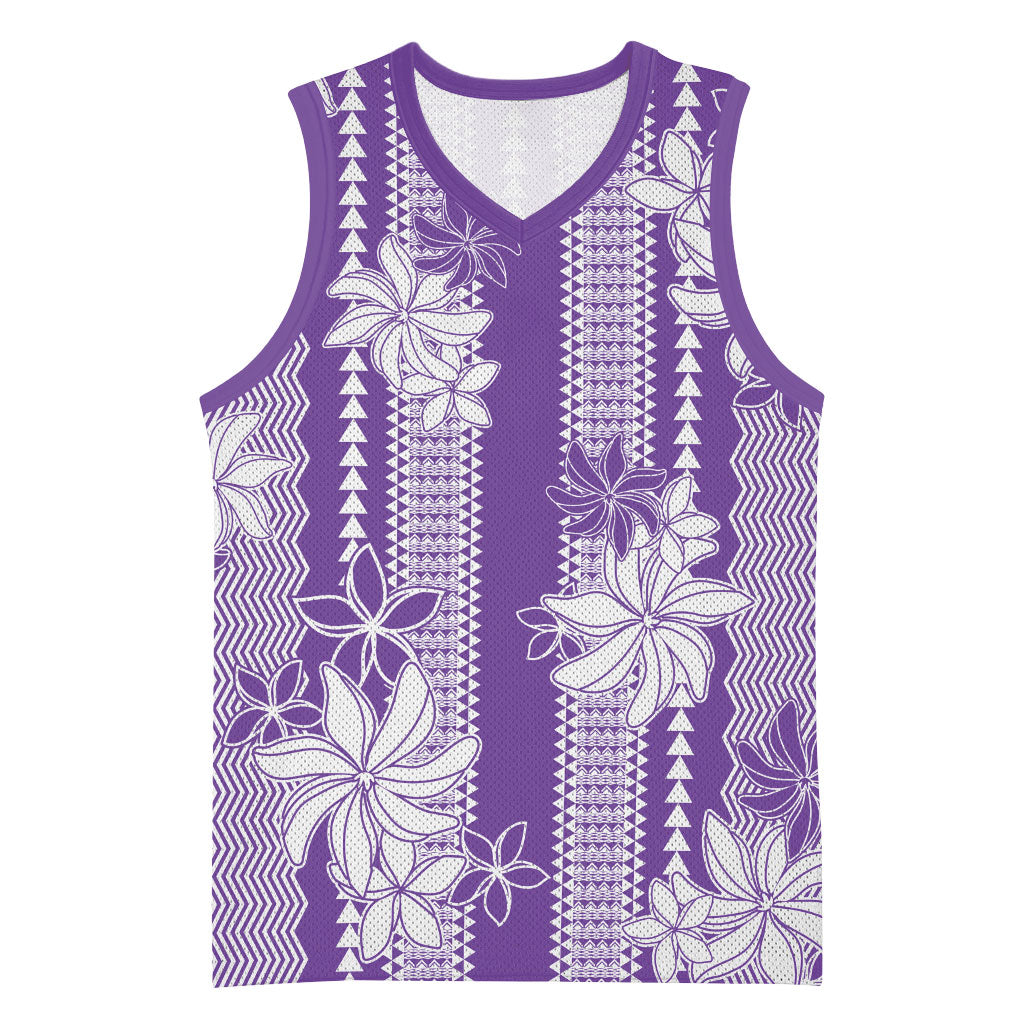 Hawaii Kakau Tribal Basketball Jersey With Purple Tiare